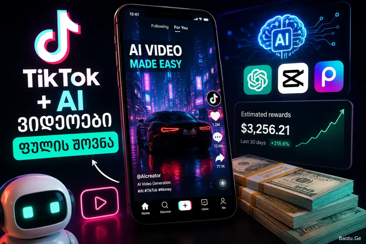TikTok + AI ვიდეოებით ფულის შოვნა — როგორ აკეთებენ ადამიანები ათასობით დოლარს 2026-ში